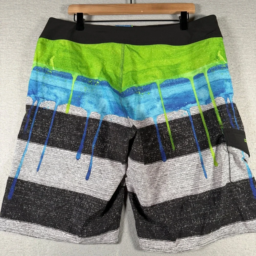 Billabong Platinum X Stretch Board Shorts Mens 36 Paint Drip Green Blue M109NVAN